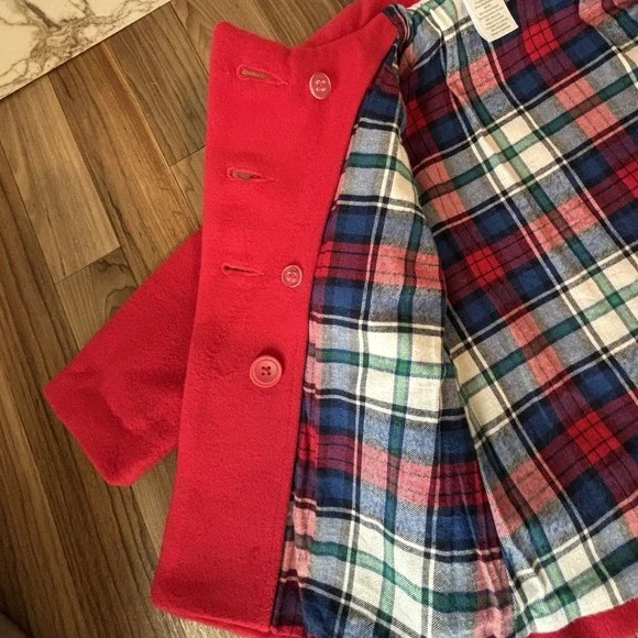Gymboree Girls 2T Red Pea Coat Bows Double Breasted Christmas Holiday - Picture 9 of 11